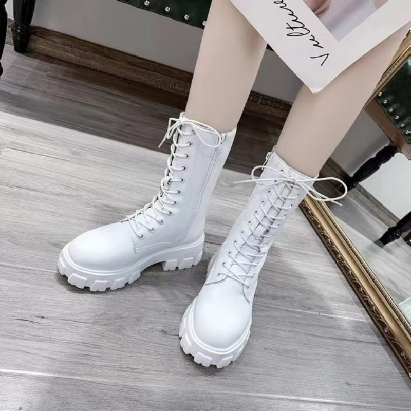 Φθινόπωρο και χειμώνας 2023 Νέες ψηλές μπότες μόδας με κορδόνια με φερμουάρ Botas Mujer Γυναικείες αθλητικές μπότες Υπαίθρια casual γυναικεία παπούτσια