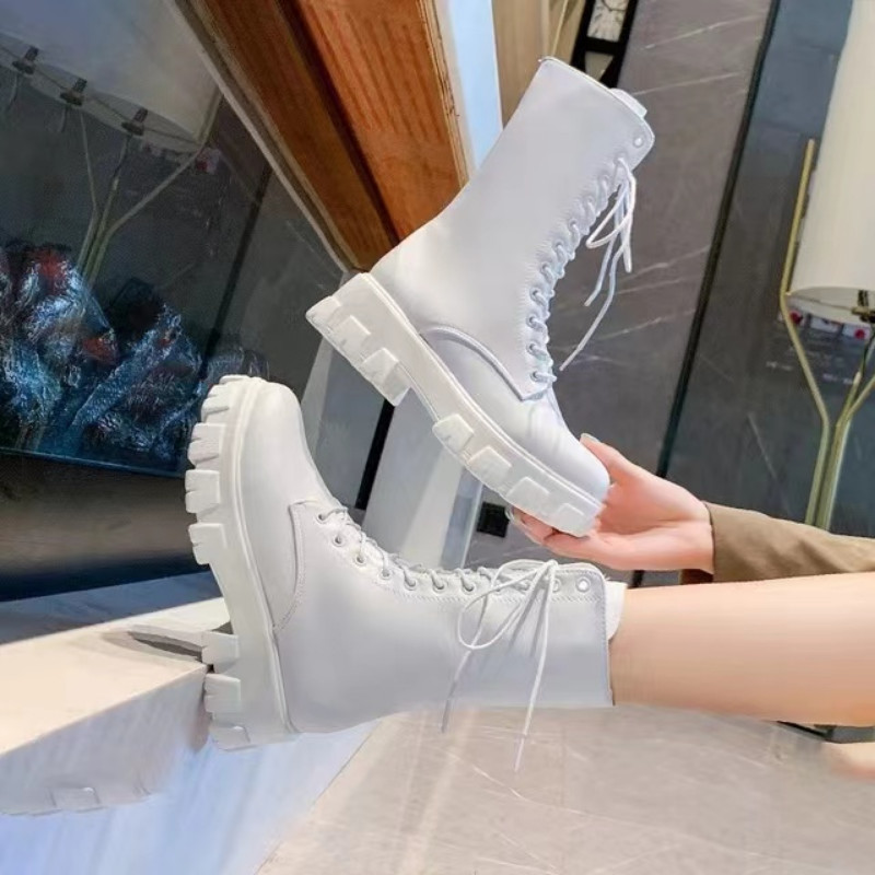 Φθινόπωρο και χειμώνας 2023 Νέες ψηλές μπότες μόδας με κορδόνια με φερμουάρ Botas Mujer Γυναικείες αθλητικές μπότες Υπαίθρια casual γυναικεία παπούτσια