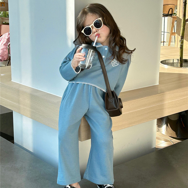 Bear Leader Παιδικό σετ με μακρυμάνικο ανοιξιάτικο και φθινόπωρο Sporty μονόχρωμο μπλουζάκι πόλο+παντελόνι Two Piece Παιδικό σετ μόδας για κορίτσια