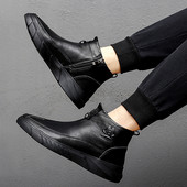 Ανδρικές μπότες με πλαϊνό φερμουάρ 2023 Νέα ανδρικά παπούτσια Casual Plus Βελούδινα ζεστά ανδρικά μποτάκια Χειμερινά άνετα κοντά μποτάκια Botas μέχρι τον αστράγαλο