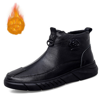 Ανδρικές μπότες με πλαϊνό φερμουάρ 2023 Νέα ανδρικά παπούτσια Casual Plus Βελούδινα ζεστά ανδρικά μποτάκια Χειμερινά άνετα κοντά μποτάκια Botas μέχρι τον αστράγαλο