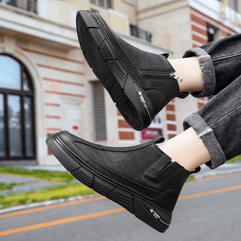 Μπότες εξωτερικού χώρου Νέα ανδρικά παπούτσια Casual φερμουάρ στο πλάι ανδρικές μπότες Κλασικές άνετες αντιολισθητικές μπότες εργασίας Zapatos Para Hombres