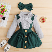 1-4 ani Moda Copii Fata Set Imbracaminte Maneci Lungi WaveShirt+Fusta Curea+Bretiță 3BUC Costum Primavara Toamna Tinuta Fata Costum