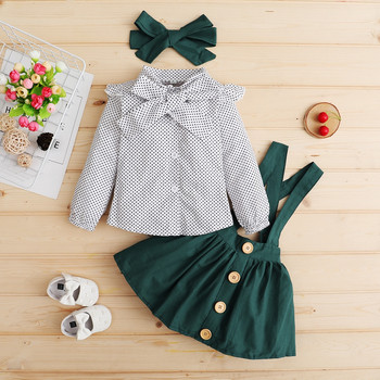 Παιδικό σετ ρούχων μόδας για κορίτσια 1-4 ετών Μακρυμάνικο Waveshirt + λουράκι + κεφαλόδεσμος 3 τμχ Κοστούμι Ανοιξιάτικο φθινοπωρινό κορίτσι στολή