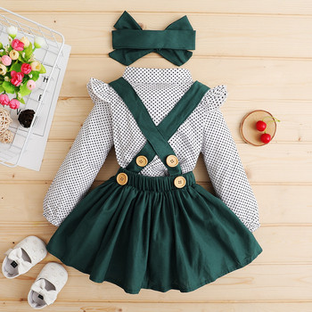 Παιδικό σετ ρούχων μόδας για κορίτσια 1-4 ετών Μακρυμάνικο Waveshirt + λουράκι + κεφαλόδεσμος 3 τμχ Κοστούμι Ανοιξιάτικο φθινοπωρινό κορίτσι στολή