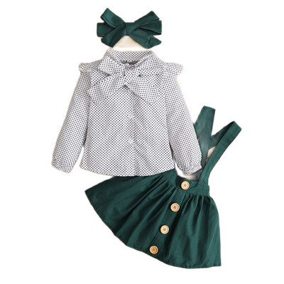 1-4 ani Moda Copii Fata Set Imbracaminte Maneci Lungi WaveShirt+Fusta Curea+Bretiță 3BUC Costum Primavara Toamna Tinuta Fata Costum