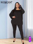 SOMOIA suures suuruses naisteriided vabaajarõivad ees ja taga, lahtised suurte pikkade varrukatega kaheosalised komplektid, hulgikaubandus