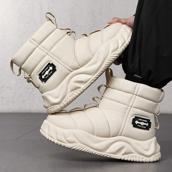 Зимни ботуши за сняг Нови мъжки обувки Топли плюс кадифени памучни обувки Мъжки ботуши Външни цип Неплъзгащи се красиви къси ботуши за мъже