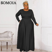 Dámske oblečenie Plus Size, ležérny jednodielny set s okrúhlym výstrihom a dlhým rukávom, jesenný oblek, nariasené maxi sukne, veľkoobchod