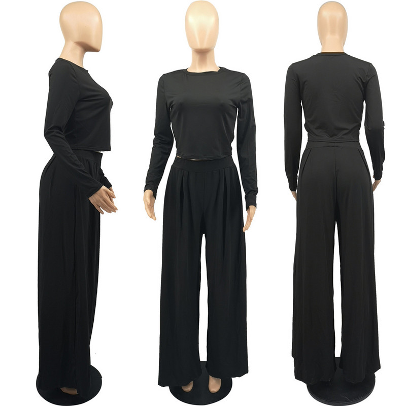 Dámske oblečenie Plus Size, ležérny jednodielny set s okrúhlym výstrihom a dlhým rukávom, jesenný oblek, nariasené maxi sukne, veľkoobchod