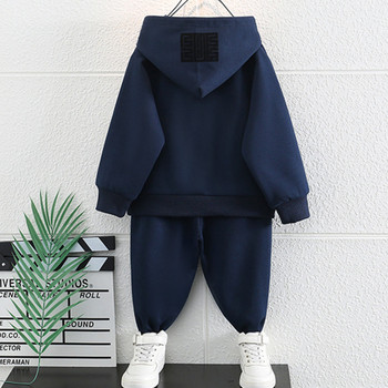 Костюми за момчета Суичъри + Панталони 2 бр./комплекти 2023 Кафяви топли удебелени зимни есенни училищни детски дрехи с голям размер