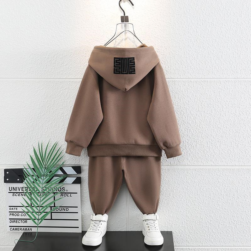 Κοστούμια για αγόρια Φούτερ + Παντελόνι 2 ΤΕΜ/Σετ 2023 Καφέ Ζεστό Παχύ Χειμώνα Φθινόπωρο Σχολείο Plus Size Παιδικά Ρούχα