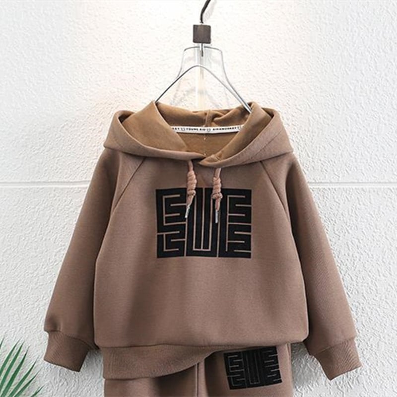 Κοστούμια για αγόρια Φούτερ + Παντελόνι 2 ΤΕΜ/Σετ 2023 Καφέ Ζεστό Παχύ Χειμώνα Φθινόπωρο Σχολείο Plus Size Παιδικά Ρούχα