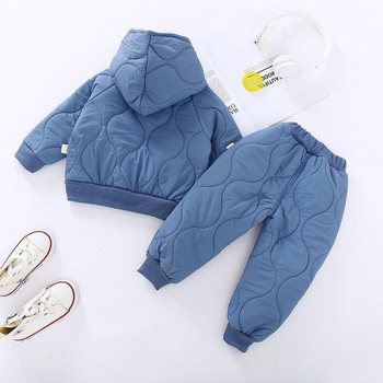Χειμερινό χοντρό ζεστό σετ αγοριών Φούτερ με κουκούλα + Παντελόνι κοστούμι για παιδιά Αντοχή στο έντονο κρύο Παιδικό ντύσιμο