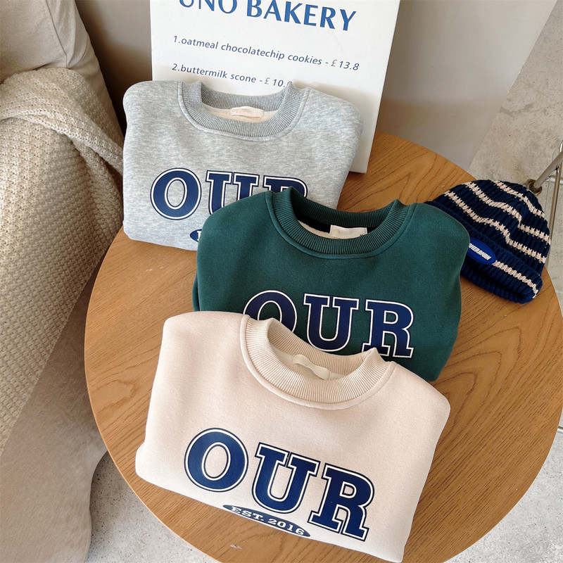 Iarnă Bebeluși Fetițe Băieți Tricou cu fleece alfabet+pantalon de trening școală copii Trening Copii ținute 2 piese Costum de jogging 1-9 ani