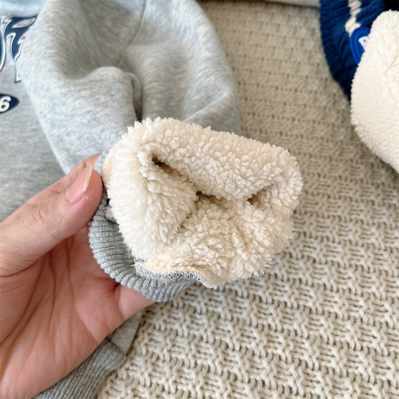 Iarnă Bebeluși Fetițe Băieți Tricou cu fleece alfabet+pantalon de trening școală copii Trening Copii ținute 2 piese Costum de jogging 1-9 ani