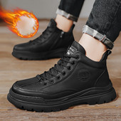 Winter Plus Velvet Férfi Csizmák Új Férfi Cipők Bokáig érő Meleg Platform csizmák Sokoldalú brit stílusú rövid csizma férfiaknak