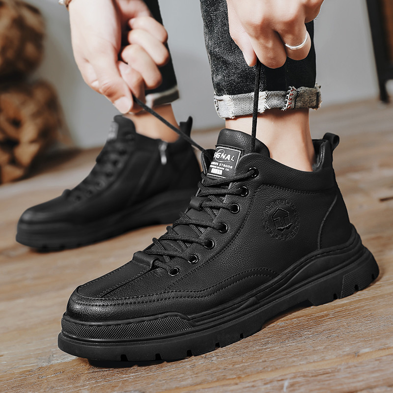 Winter Plus Velvet Férfi Csizmák Új Férfi Cipők Bokáig érő Meleg Platform csizmák Sokoldalú brit stílusú rövid csizma férfiaknak