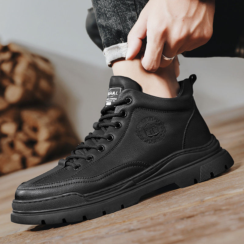 Winter Plus Velvet Férfi Csizmák Új Férfi Cipők Bokáig érő Meleg Platform csizmák Sokoldalú brit stílusú rövid csizma férfiaknak