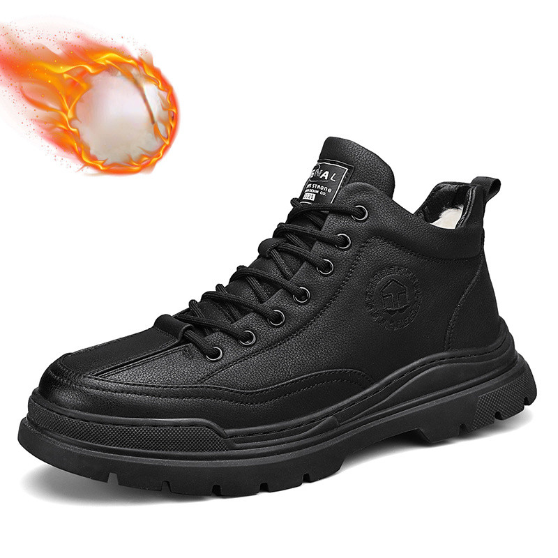 Winter Plus Velvet Férfi Csizmák Új Férfi Cipők Bokáig érő Meleg Platform csizmák Sokoldalú brit stílusú rövid csizma férfiaknak