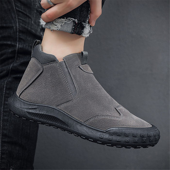 Ανδρικές μπότες casual Side Zipper 2023 Ανδρικά παπούτσια Άνοιξη και Φθινόπωρο PU Flat ανδρικές μπότες Κλασικές μονόχρωμες αδιάβροχες κοντές μπότες