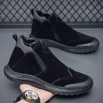 Ανδρικές μπότες casual Side Zipper 2023 Ανδρικά παπούτσια Άνοιξη και Φθινόπωρο PU Flat ανδρικές μπότες Κλασικές μονόχρωμες αδιάβροχες κοντές μπότες