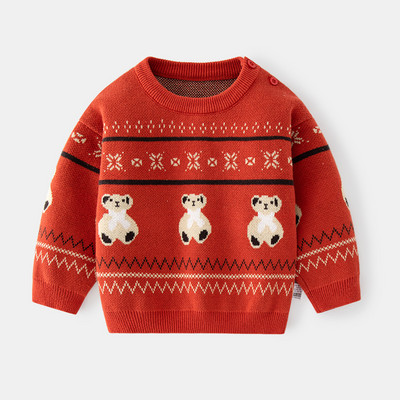 Παιδικό πουλόβερ πουλόβερ Βαμβακερό νήμα Ζεστό νήπιο για αγόρια και κορίτσια Μακρυμάνικο αρκουδάκι πλεκτό Top Φθινοπωρινά και Χειμερινά ρούχα