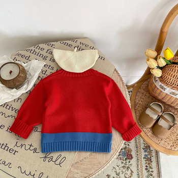 Βρεφικά πουλόβερ χειμωνιάτικα πλεκτά Φθινοπωρινά Κόκκινα Πλήρωμα λαιμόκοψη μακρυμάνικα νεογέννητα αγόρια κορίτσια πουλόβερ πουλόβερ 0-18m Βρεφικά πλεκτά ρούχα