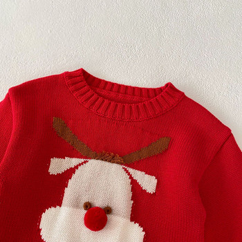 Βρεφικά πουλόβερ χειμωνιάτικα πλεκτά Φθινοπωρινά Κόκκινα Πλήρωμα λαιμόκοψη μακρυμάνικα νεογέννητα αγόρια κορίτσια πουλόβερ πουλόβερ 0-18m Βρεφικά πλεκτά ρούχα