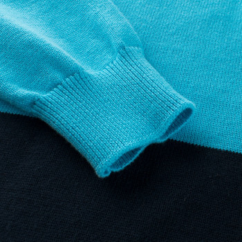 Зима 2023 г. Нови детски пуловери Трикотаж за момчета Цветен пачуърк Пуловер с дълъг ръкав и О-образно деколте Топли топли детски дрехи Dropship