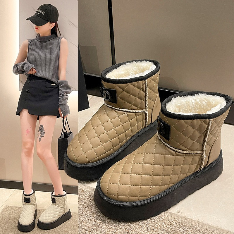 Μπότες χιονιού γυναικείες μπότες χειμώνα 2023 νέες γούνινες-όλα-σε-ένα ζεστές βαμβακερές μπότες