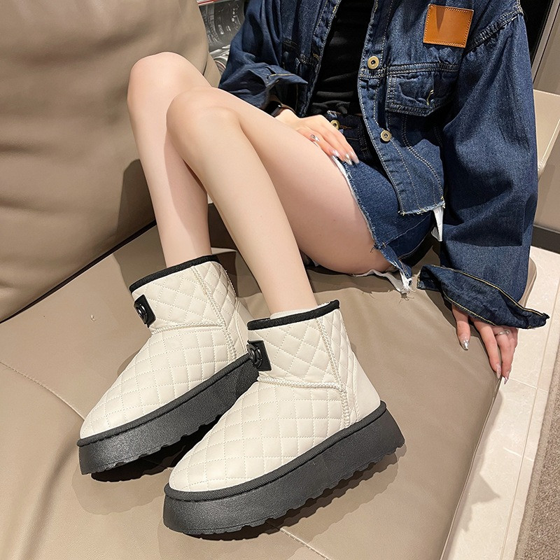 Μπότες χιονιού γυναικείες μπότες χειμώνα 2023 νέες γούνινες-όλα-σε-ένα ζεστές βαμβακερές μπότες