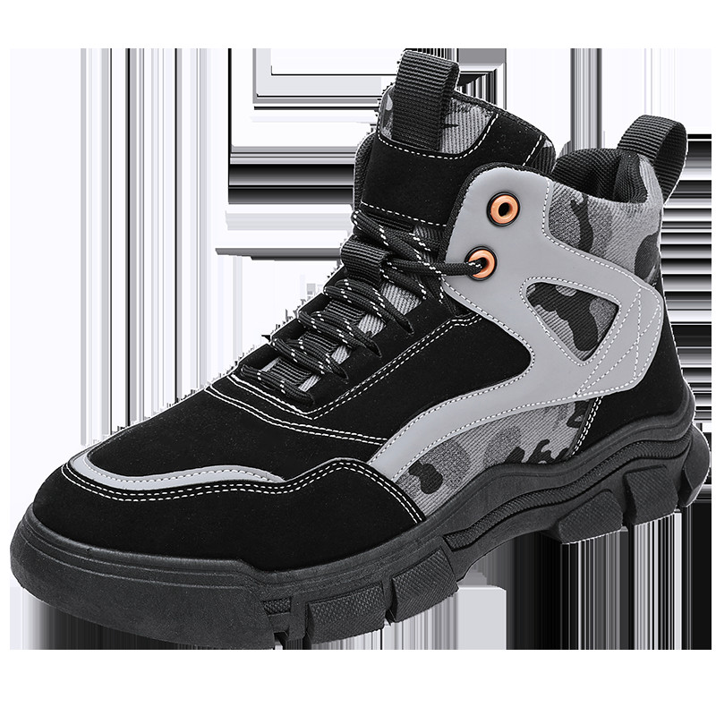 Cizme scurte pentru bărbați cu șireturi Pantofi pentru bărbați Cizme pentru bărbați ocazionale cu vârf rotund, rezistente la uzură, Ghete cu platformă impermeabile de primăvară și toamnă