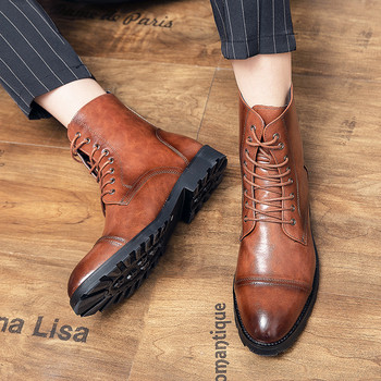 Голям размер 47 48 Мъжки ботуши с връзки 2023 г. Нови мъжки обувки Есенни плоски ежедневни обувки Ботуши за открито Класически мъжки ботуши в британски стил
