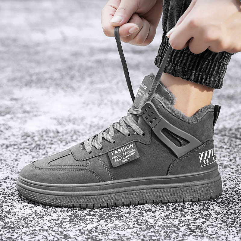 Plus Velvet ανδρικές μπότες Νέα παπούτσια για άντρες Χειμερινά ζεστά βαμβακερά παπούτσια Ανδρικά κορδόνια μπότες χιονιού Παπούτσια με χοντρή σόλα Casual μπότες