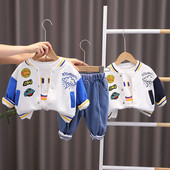 Primăvară Toamnă Bebeluși Băieți Haine din bumbac Jachetă de baseball pentru copii Tricouri Pantaloni 3 buc/Seturi Costum casual pentru copii Treninguri pentru copii