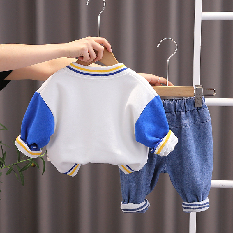 Ανοιξιάτικο Φθινόπωρο Βρεφικά Αγόρια Βαμβακερά Ρούχα Παιδικά Μπουφάν μπέιζμπολ Μπλουζάκια Παντελόνια 3 τεμ/Σετ Παιδικές φόρμες καθημερινής στολή για νήπια