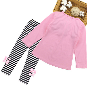 Дрехи за момичета Ежедневни детски комплекти дрехи 2018 Есенни ризи с дълъг ръкав Раирани клинове Бебешки детски костюми 3 4 5 6 7 8 години