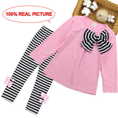 Ρούχα για κορίτσια Casual παιδικά ρούχα 2018 Φθινοπωρινά μακρυμάνικα πουκάμισα ριγέ κολάν Παιδικά κοστούμια 3 4 5 6 7 8 ετών