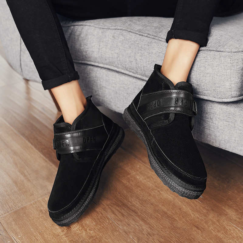 Buckle Platform Boots 2023 Νέα Ανδρικά Παπούτσια Χειμερινά Βελούδινα Ζεστά Βαμβακερά Παπούτσια Κλασικά Μαύρα Αντιολισθητικά Κοντά Snow Boots Ανδρικές μπότες