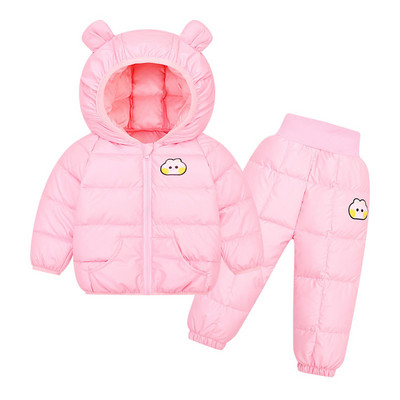 Copii Set haine calde de iarnă pentru băieți Jachetă cu glugă + pantaloni Costum pentru zăpadă pentru copii Costum îngroșat 1 2 3 4 5 ani