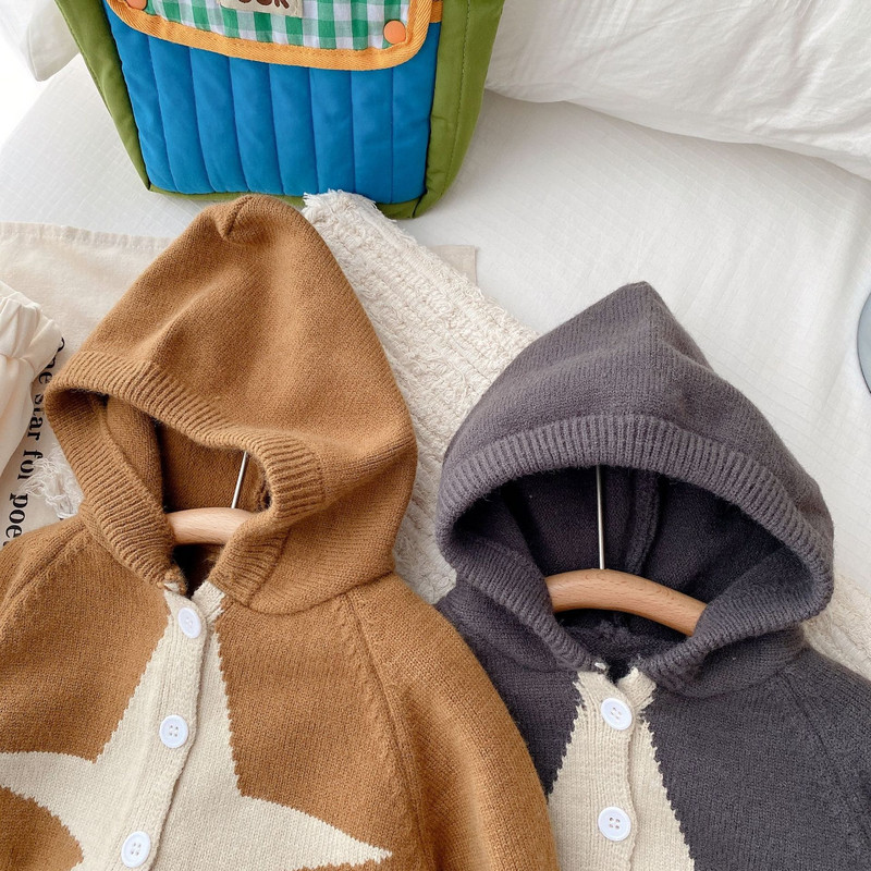 Φθινόπωρο Χειμώνας Παιδικά Πλεκτά Πουλόβερ Βρεφικά Κοριτσίστικα Ζακέτα με κουκούλα Παιδικά Ρούχα Παιδικά Αγόρια Πλεκτά Πουλόβερ 1-7 ετών