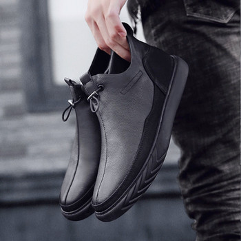 Ботуши на платформа 2023 г. Нови зимни мъжки обувки плюс кадифени топли мъжки ботуши с дължина до глезена Класически странични ципове Удобни мъжки ботуши