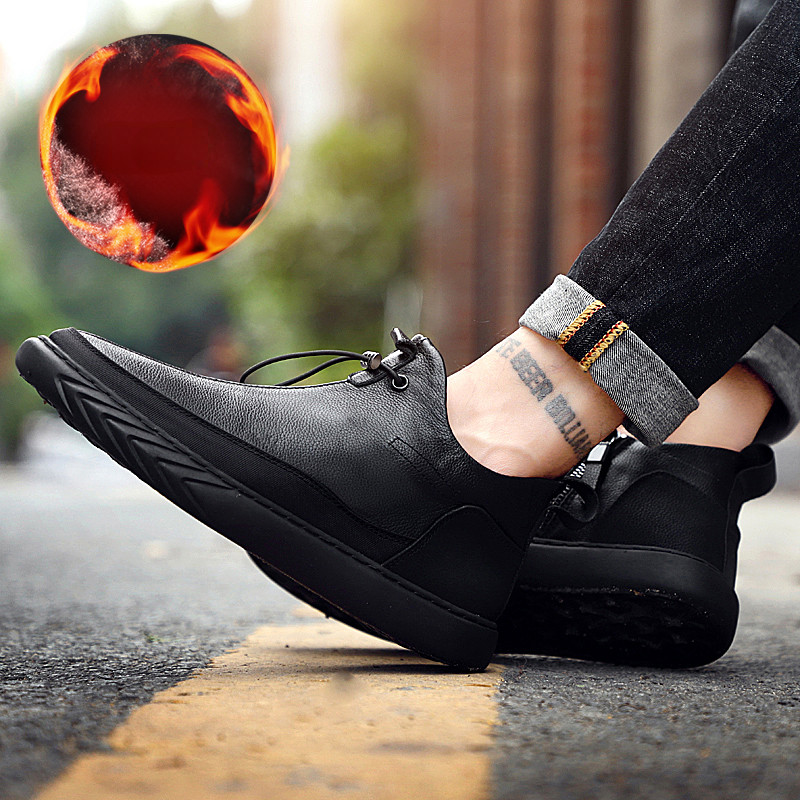 Cizme cu platformă 2023, pantofi noi de iarnă pentru bărbați, plus catifea, cizme calde pentru bărbați, până la gleznă, cu fermoar lateral, cizme confortabile pentru bărbați