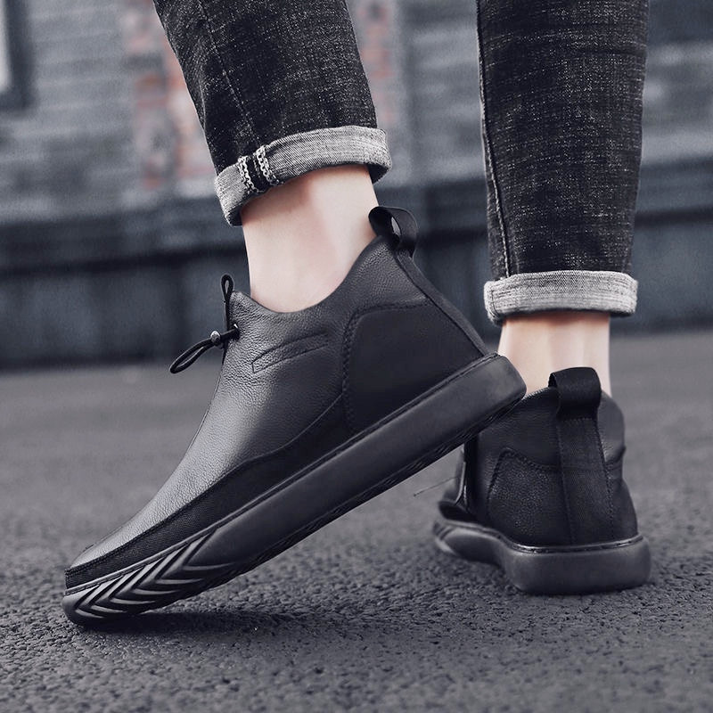 Cizme cu platformă 2023, pantofi noi de iarnă pentru bărbați, plus catifea, cizme calde pentru bărbați, până la gleznă, cu fermoar lateral, cizme confortabile pentru bărbați