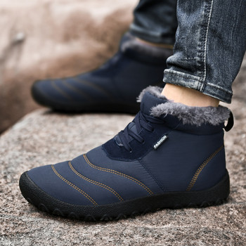 2023 Зимни високи модни каузални снежни ботуши за мъже Ботуши с връзки Подплатени удебелени топли обувки Неплъзгащи се мъжки обувки