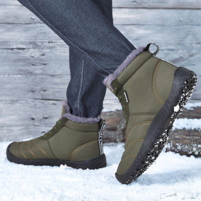 2023 Χειμερινές ψηλές μπότες για χιόνι Causal για άντρες Μπότες με κορδόνια με επένδυση και ζεστά παπούτσια Αντιολισθητικά Ανδρικά παπούτσια