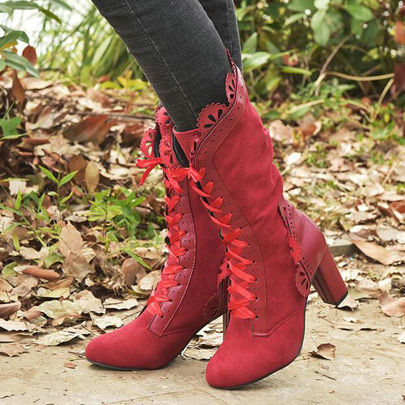 Cizme sexy din piele cu toc până la genunchi, cizme din piele intoarsa, cizme gotice vintage din dantela, cizme cu toc înalt, cizme de toamnă, pantofi, nava picătură