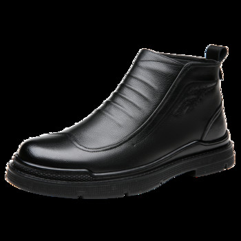 Плюс кадифени мъжки ботуши със страничен цип 2023 г. Нови обувки за мъже Ежедневни топли мъжки ботуши с дължина до глезена Класически, устойчиви на износване къси ботуши