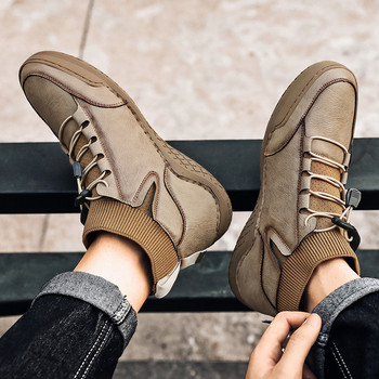 Μεγάλο μέγεθος 38-46 Επίπεδες ανδρικές μπότες Casual παπούτσια για άντρες PU Στρογγυλές μύτης Hot Selling Ανδρικές μπότες Λαστιχένια σόλα Ανδρικές μπότες ανθεκτικές στη φθορά